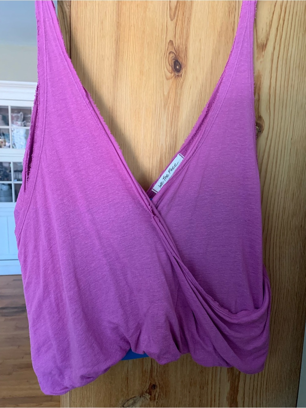 We The Free Magenta Draped V-Neck Crossover Tank